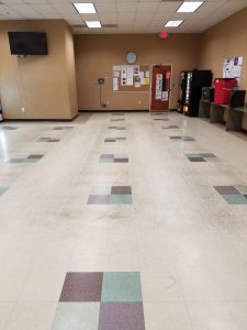 floor tiles with old wax removed
