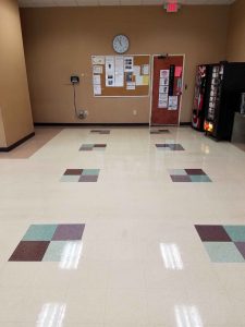 Image of cleaned tiles with new wax