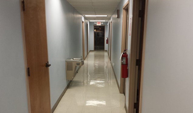 image of hallway with fresh wax