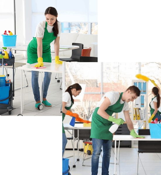image of people cleaning office