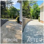 Driveway pressure washing before and after image